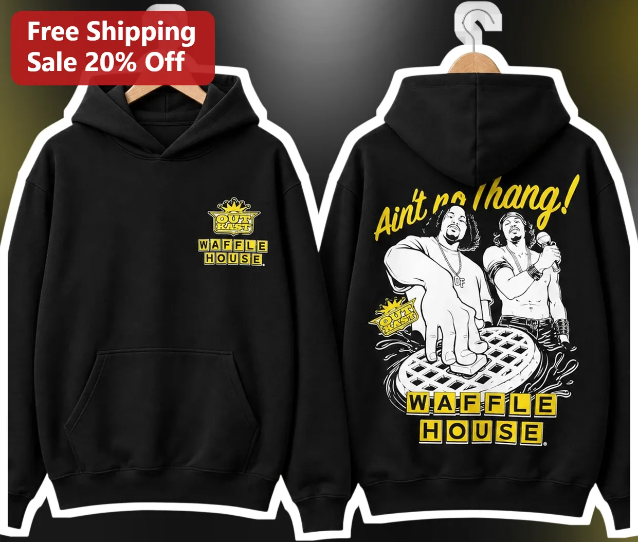 Ain't No Thang Hoodie OutKast Waffle House Southern Hip Hop Graphic Pullover Gift for Rap Fans