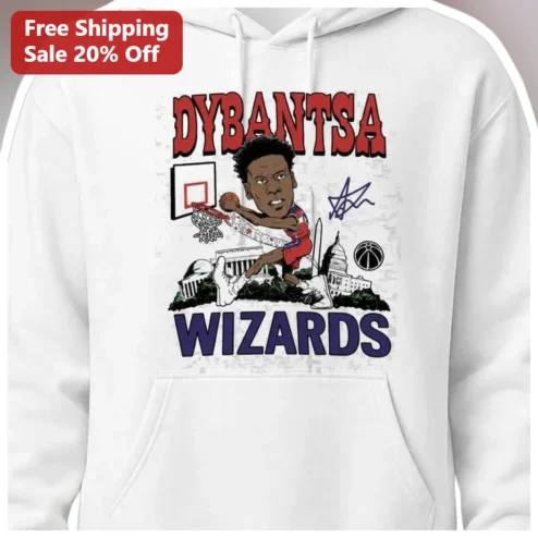 AJ Dybantsa Wizards Hoodie Basketball Fan Merch available at our Chicago, Illinois warehouse