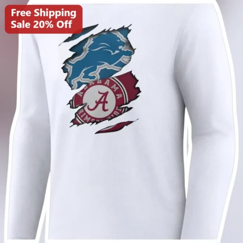 Alabama Crimson Tide Long Sleeve Tee Detroit Lions Rivalry Gift