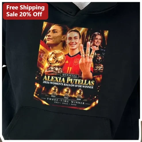Alexia Putellas 2026 Ballon d'Or Winner Three-Time Champion Hoodie