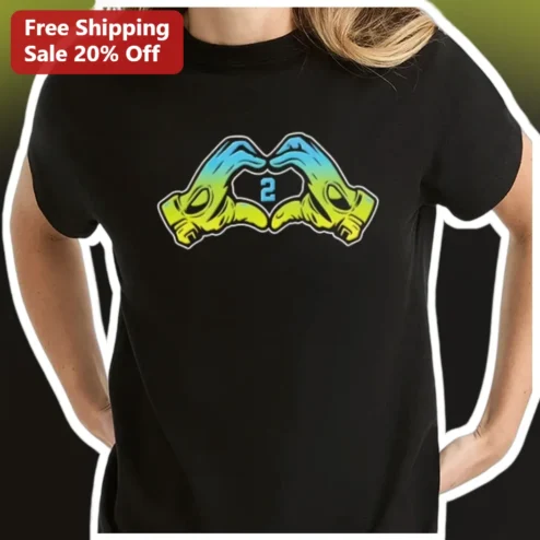 Alien Hands Heart Shape Tee Sci-Fi Romance Graphic Shirt for Valentine's Day Gift