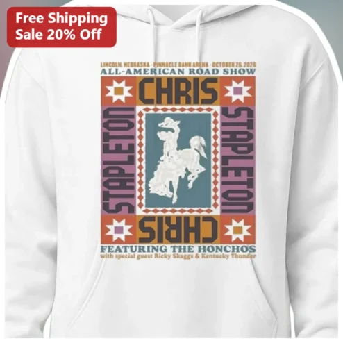 All-American Road Show Featuring The Honchos Chris Stapleton Hoodie Vintage Country Music Tour Merch available at our Chicago, Illinois warehouse