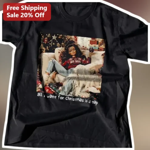 All I Want For Christmas Is A Nap Tee Bratz Doll Y2K Funny Holiday Shirt