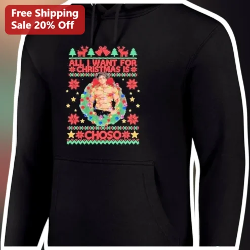 All I Want For Christmas Is Anime Guy Ugly Sweater Hoodie Funny Holiday Gift