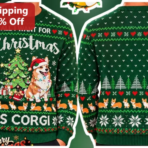 All I Want For Christmas Is Corgi Ugly Christmas Sweater