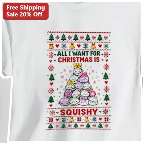All I Want For Christmas Is Squishy Kawaii Pixel Art Tee Cute Holiday Gift
