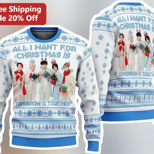 All I Want For Christmas Is Tomorrow X Together Sweater TXT Kpop Ugly Holiday Knit Gift for MOA Fans