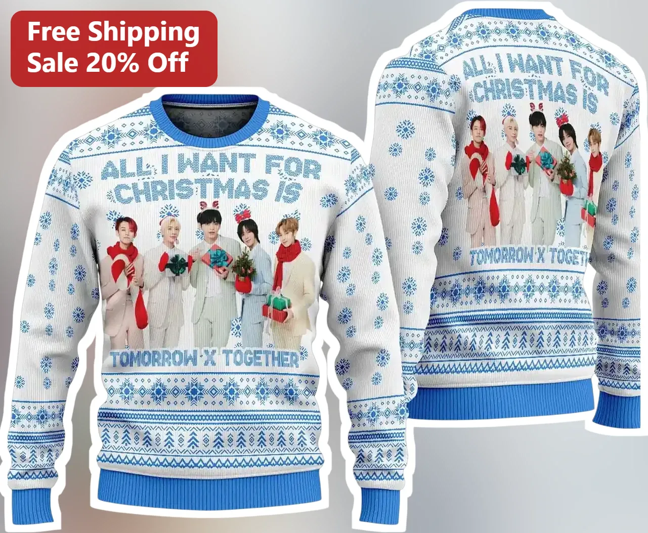 All I Want For Christmas Is Tomorrow X Together Sweater TXT Kpop Ugly Holiday Knit Gift for MOA Fans