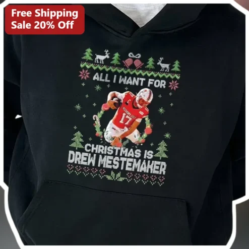 All I Want For Christmas Is Ugly Sweater Football Player Hoodie