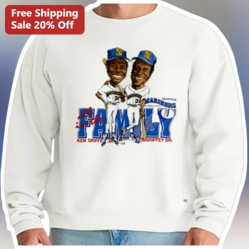All in the Family Ken Griffey Jr Sr Baseball Sweatshirt Vintage Mariners Father Son Gift Crewneck