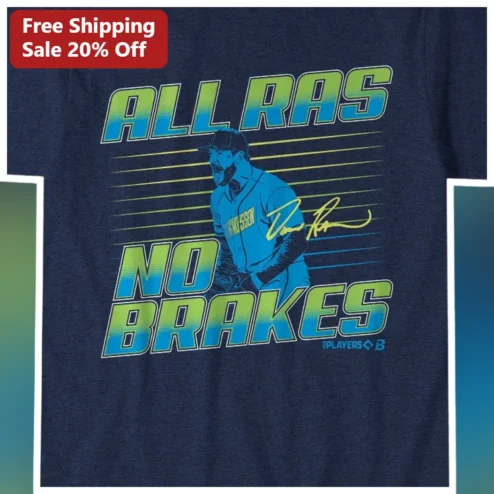 All Ras No Brakes Randal Grichuk Signature Baseball Tee Navy Heather Graphic Shirt for MLB Fans
