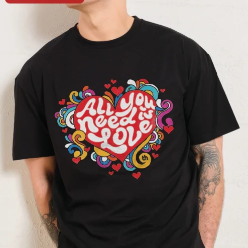 All You Need Is Love Retro Psychedelic Tee Beatles Inspired Hippie Graphic Shirt
