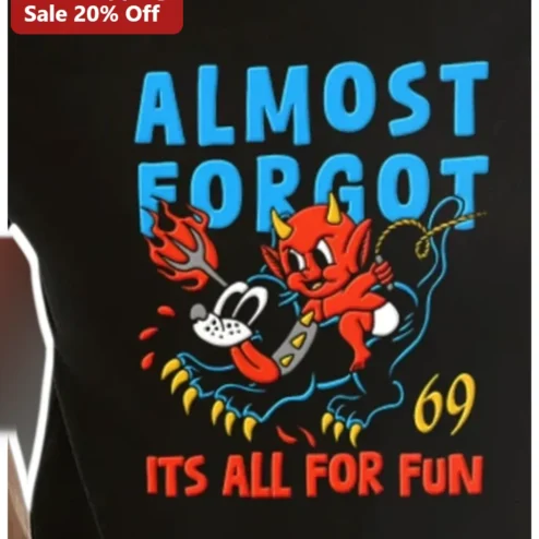 Almost Forgot Its All For Fun Vintage Devil Cartoon Tee Retro Groovy Graphic Shirt