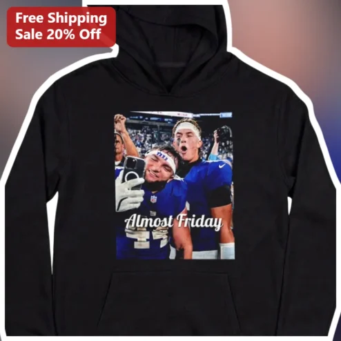 Almost Friday Hoodie New York Giants Football Players Selfie Graphic Pullover Sweatshirt for Men Women Game Day Gift