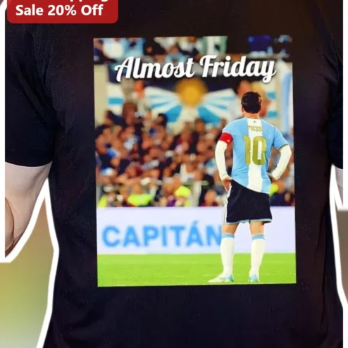 Almost Friday Lionel Messi Soccer Fan Tee Black Graphic Shirt for Men Women