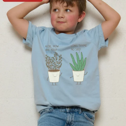 Aloe How Are You Long Thyme No See Kids Tee Cute Plant Pun Graphic Shirt for Gardeners