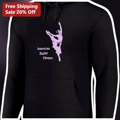 American Ballet Theatre Hoodie Black Ballerina Silhouette Apparel Gift for Dancers