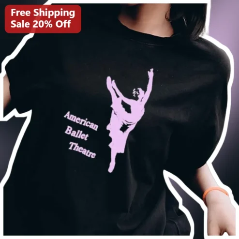 American Ballet Theatre Tee Black Ballerina Silhouette Shirt for Dancers and Fans