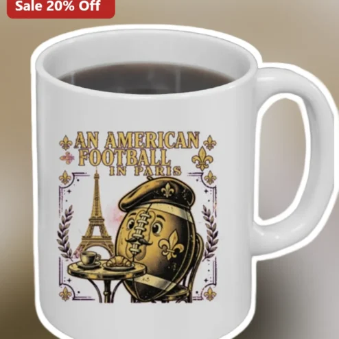 American Football in Paris Mug Vintage Cafe Design NFL Fan Gift