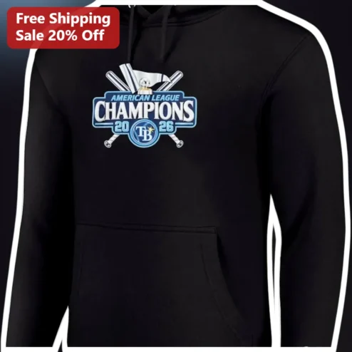 American League Champions Tampa Bay Rays Hoodie Black Pullover Baseball Fan Apparel