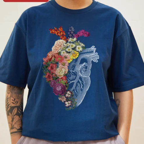 Anatomical Heart with Flowers Vintage Illustration Digital Art Print Instant Download Dark Academia on a hanger, ready to ship from Chicago, Illinois