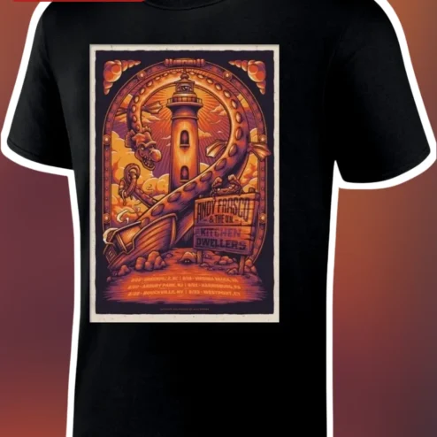 Andy Frasco The UN Kitchen Dwellers Tee Vintage Concert Poster Graphic T-Shirt for Indie Rock Fans