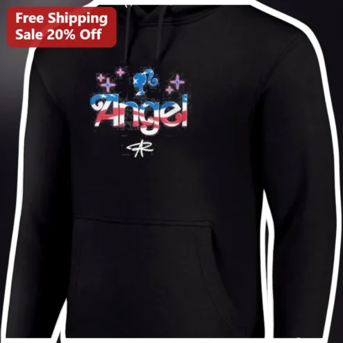 Angel Hoodie Patriotic American Flag Memorial Gift for Women Men Black Pullover Sweatshirt