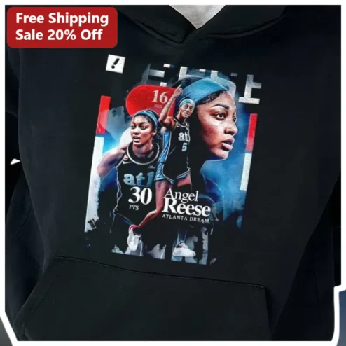 Angel Reese Atlanta Dream Hoodie WNBA Fan Gear Black Pullover Sweatshirt