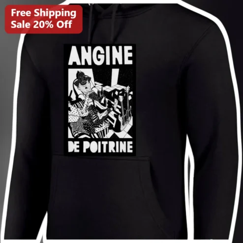 Angine de Poitrine Hoodie Retro Comic Book Pop Art Music Merch Black Pullover