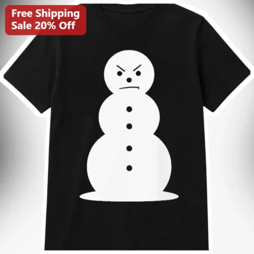 Angry Snowman Graphic Tee Funny Grumpy Winter Holiday Shirt Gift