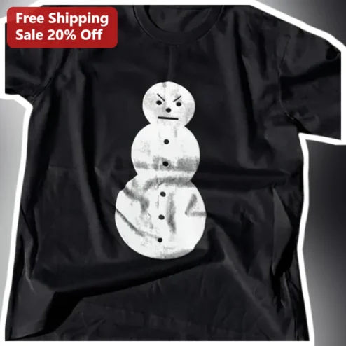 Angry Snowman Personalized Tee Funny Grunge Holiday Gift for Kids