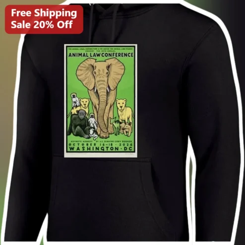 Animal Law Conference Hoodie Vintage Elephant Graphic Pullover for Lawyers and Animal Rights Activists