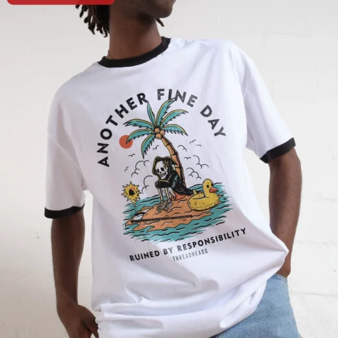 Another Fine Day Ruined by Responsibility Grim Reaper Tee Funny Adulting Shirt for Men Women on a hanger, ready to ship from Chicago, Illinois