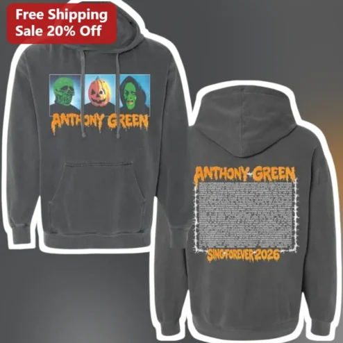 Anthony Green Sing Forever 2026 Hoodie Halloween Grunge Tour Merch Pullover