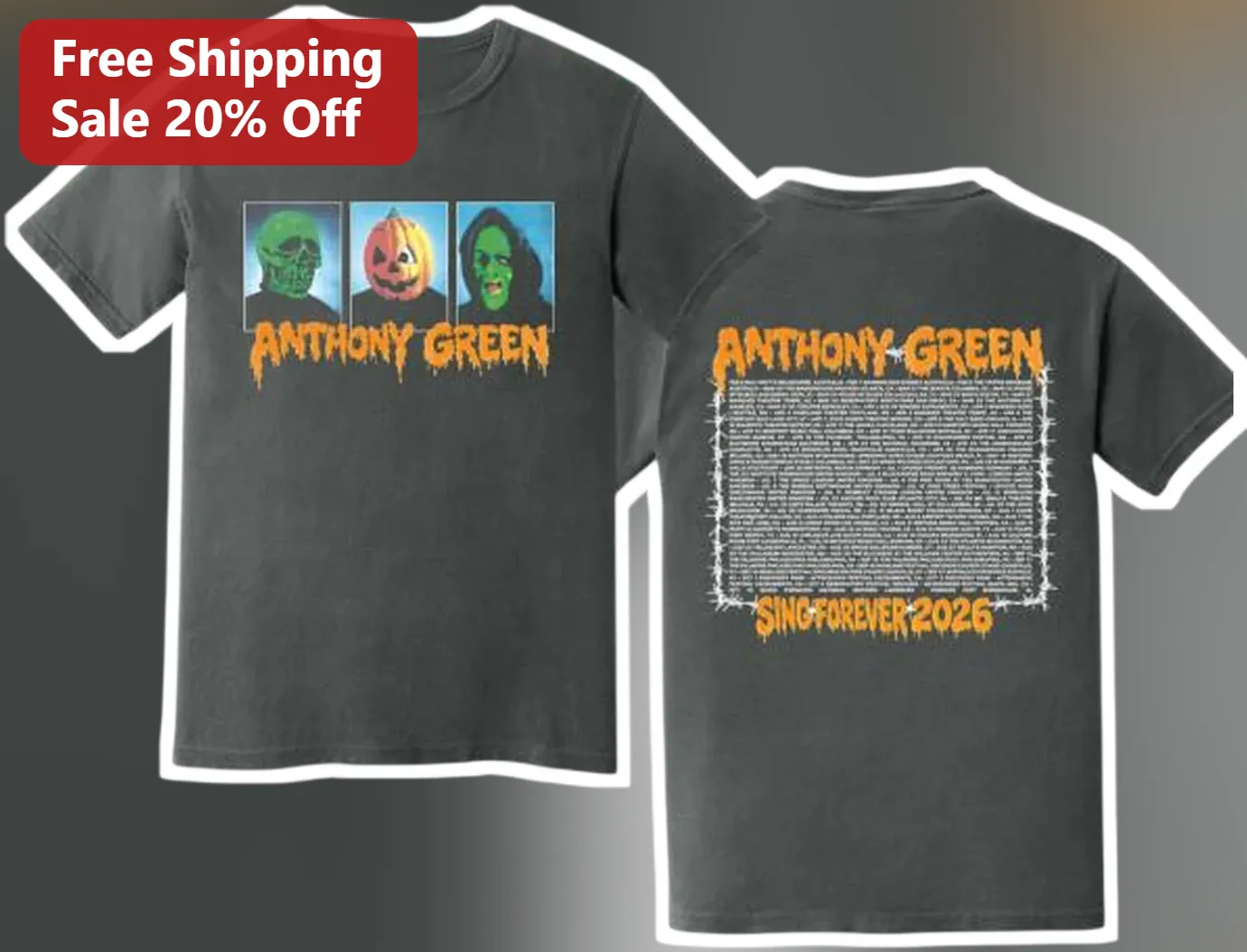 Anthony Green Sing Forever 2026 Tour Merch Graphic Tee