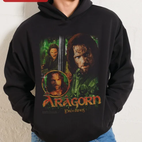 Aragorn Lord of the Rings Hoodie Vintage Strider Ranger of the North Middle Earth Fantasy Apparel