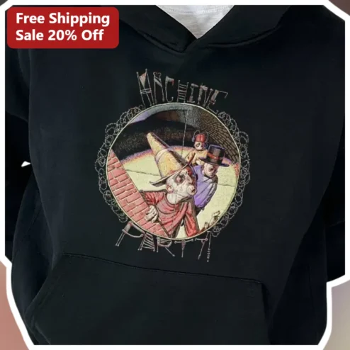ARCHIVE PARTY Hoodie Vintage Surrealism Gothic Whimsy Retro Horror Puppet Art Pullover for Men Women