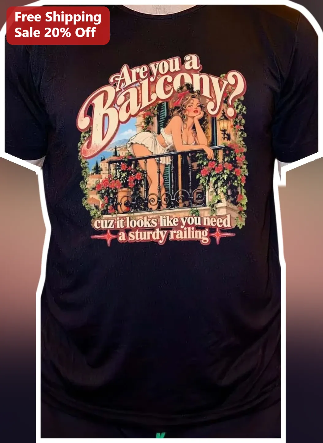 Are You a Balcony Pick Up Line Funny Vintage Pin Up Graphic Tee