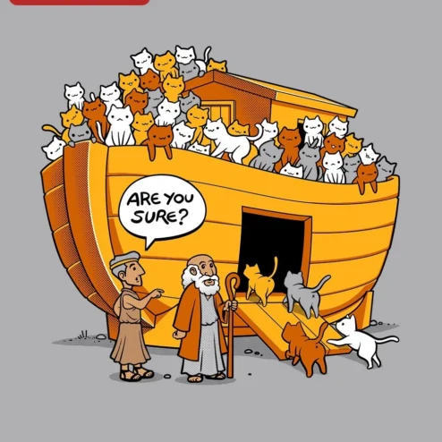 Are You Sure? Noah's Ark Cat Graphic Tee Funny Biblical Humor Shirt