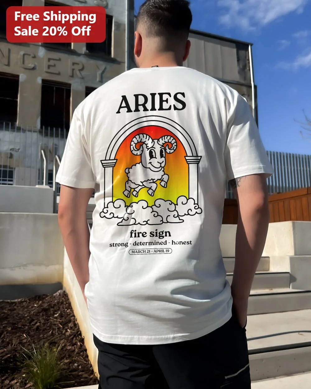 Aries Fire Sign Strong Determined Honest Retro Graphic Tee March April Birthday Gift