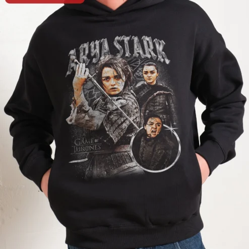 Arya Stark Game of Thrones Hoodie Vintage Distressed House Stark Fan Merch Pullover