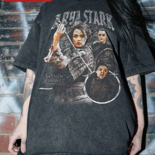 Arya Stark Game of Thrones Tee Vintage House Stark Winterfell Graphic Shirt for Fantasy Fans