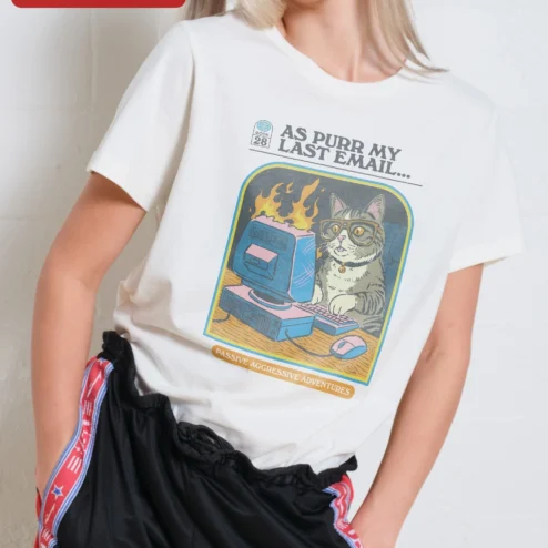 As Purr My Last Email Funny Cat Office Humor Graphic Tee for Women