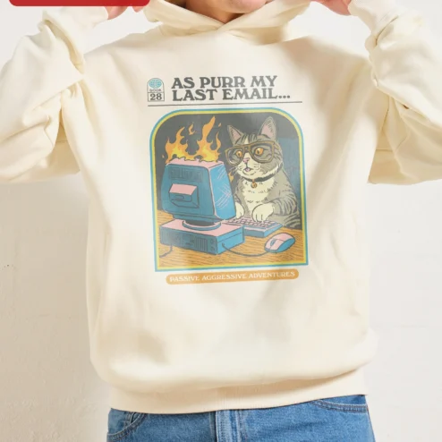 As Purr My Last Email Passive Aggressive Adventures Hoodie Funny Cat Pun Office Humor Gift