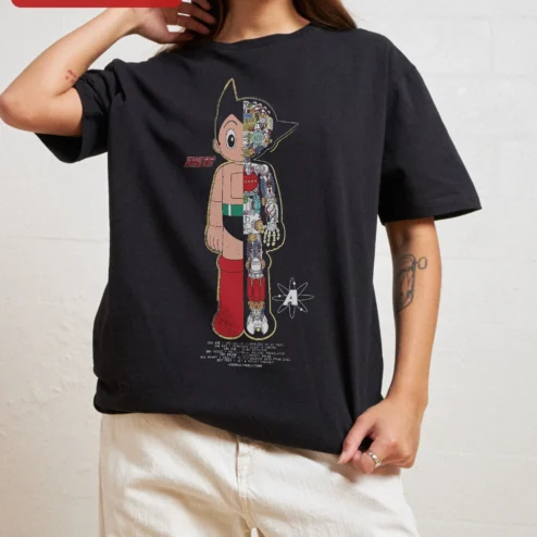 Astro Boy Half Robot Anatomy Graphic Tee Vintage Anime Merch T-Shirt