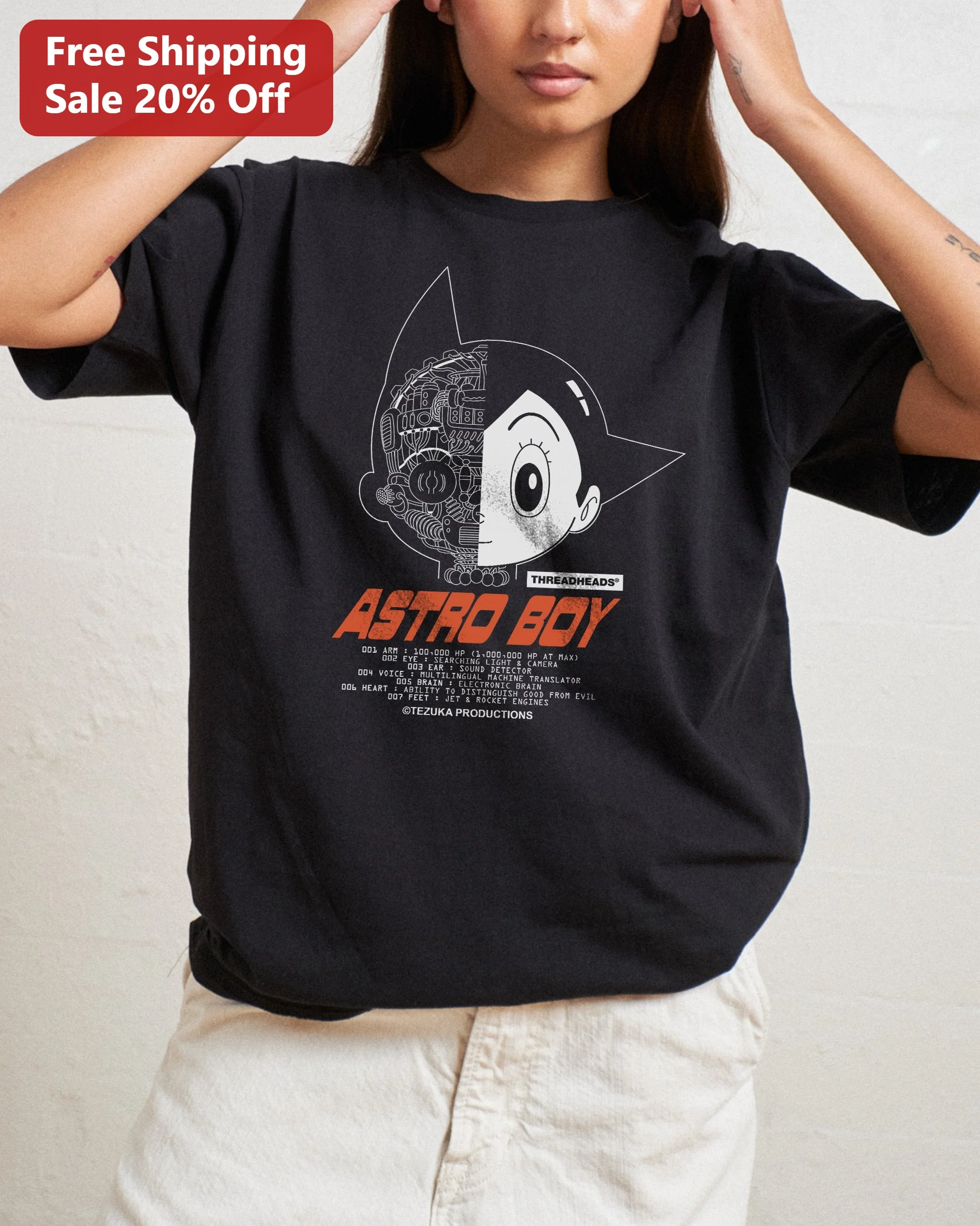 Astro Boy Head Data Graphic Tee Retro Anime Osamu Tezuka Merch