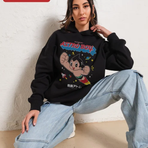 Astro Boy Hoodie Retro Anime Graphic Pullover for Men Women Sci-Fi Fans