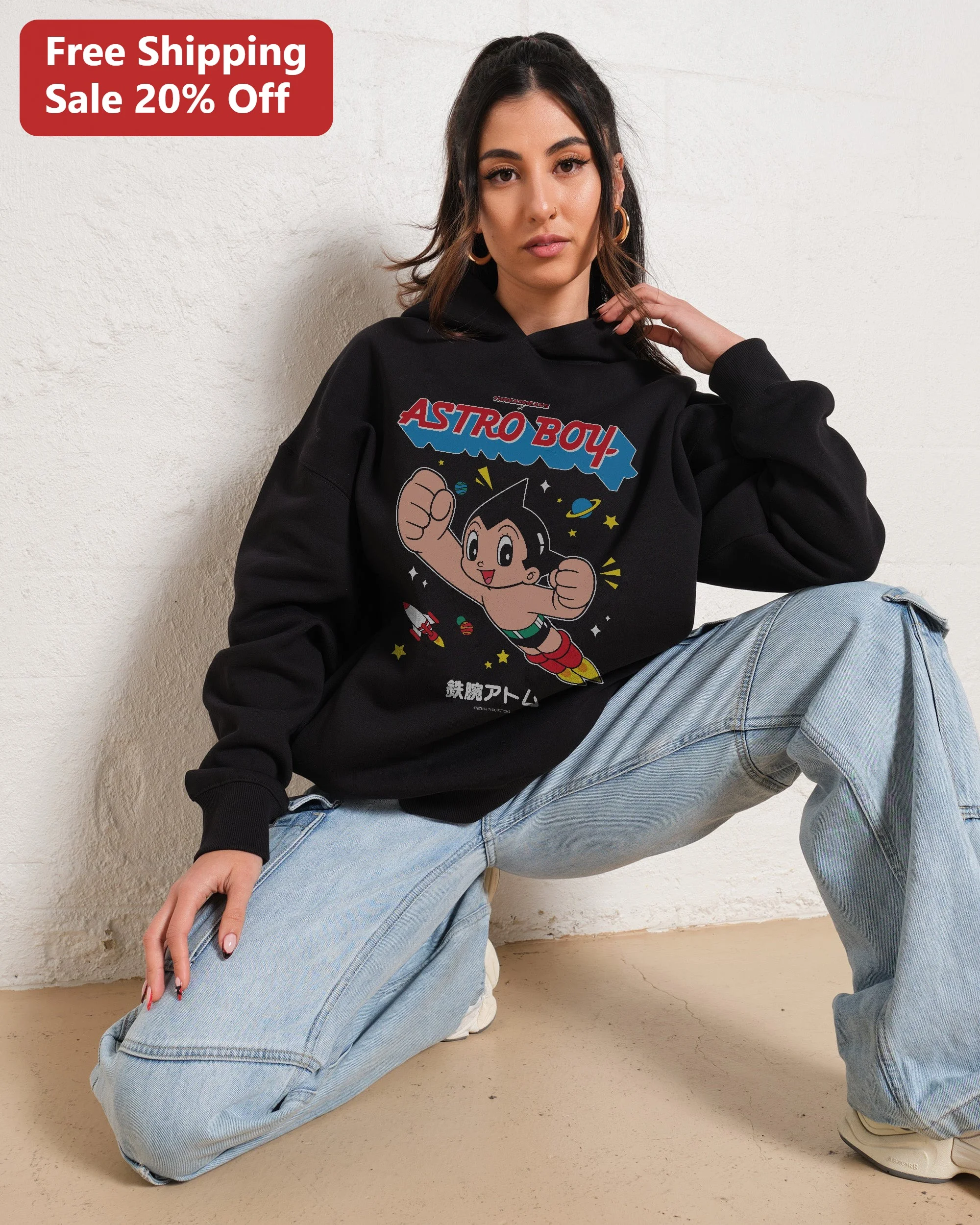 Astro Boy Hoodie Retro Anime Graphic Pullover for Men Women Sci-Fi Fans