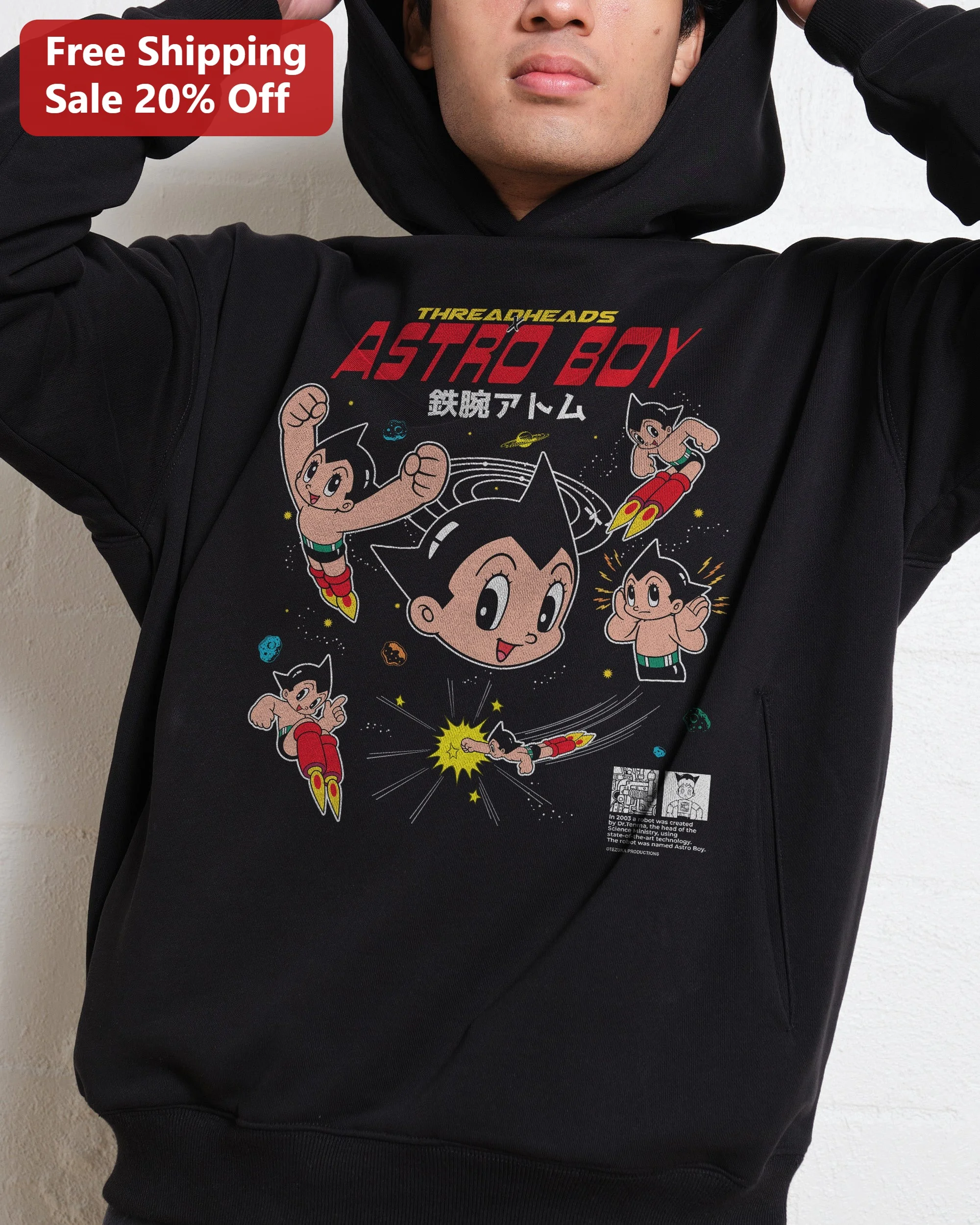 Astro Boy Hoodie Retro Anime Graphic Pullover for Men Women Sci-Fi Robot Merch