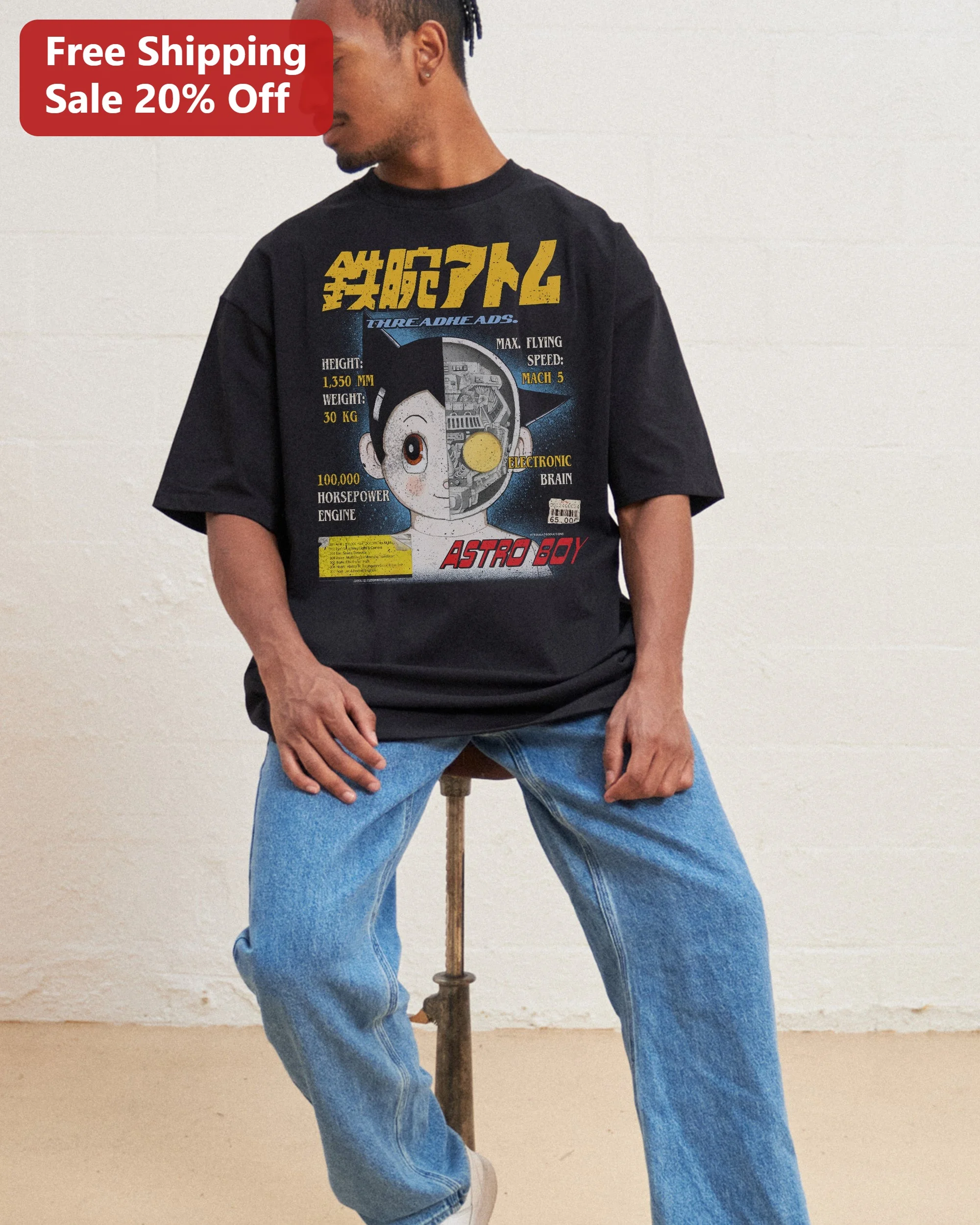 Astro Boy Tee Mighty Atom Retro Anime Shirt Mach 5 Horsepower Design Gift for Fans